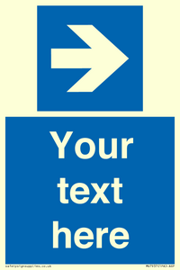 MV7937: Custom Mandatory directional sign, blue arrow right