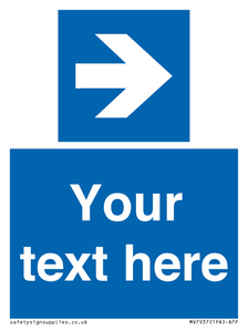 MV7937: Custom Mandatory directional sign, blue arrow right