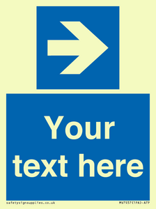 MV7937: Custom Mandatory directional sign, blue arrow right