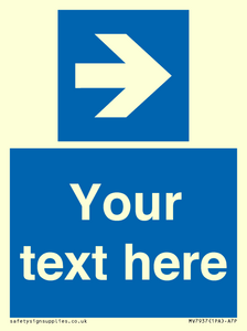 MV7937: Custom Mandatory directional sign, blue arrow right