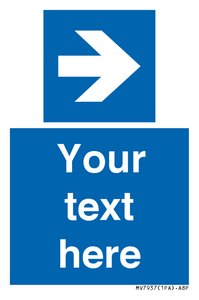 MV7937: Custom Mandatory directional sign, blue arrow right