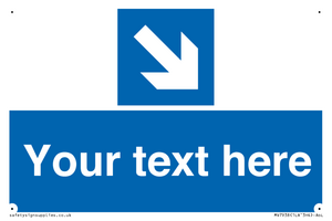 MV7938: Custom Mandatory directional sign, blue arrow down and right