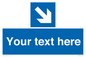 MV7938: Custom Mandatory directional sign, blue arrow down and right