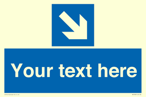 MV7938: Custom Mandatory directional sign, blue arrow down and right
