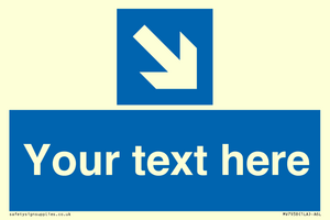 MV7938: Custom Mandatory directional sign, blue arrow down and right