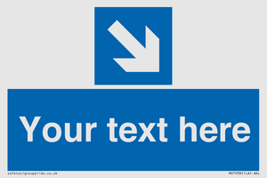 MV7938: Custom Mandatory directional sign, blue arrow down and right
