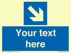 MV7938: Custom Mandatory directional sign, blue arrow down and right