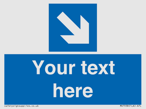 MV7938: Custom Mandatory directional sign, blue arrow down and right