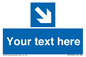 MV7938: Custom Mandatory directional sign, blue arrow down and right