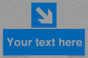 MV7938: Custom Mandatory directional sign, blue arrow down and right