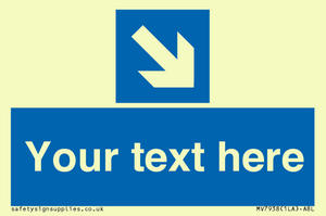 MV7938: Custom Mandatory directional sign, blue arrow down and right