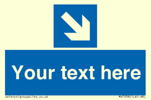 MV7938: Custom Mandatory directional sign, blue arrow down and right