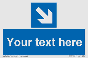 MV7938: Custom Mandatory directional sign, blue arrow down and right
