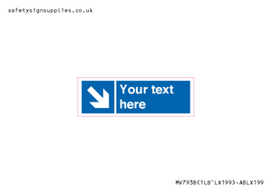 MV7938: Custom Mandatory directional sign, blue arrow down and right