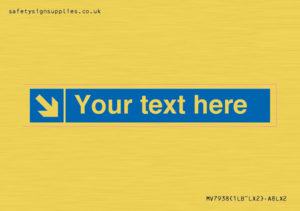 MV7938: Custom Mandatory directional sign, blue arrow down and right