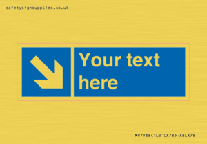 MV7938: Custom Mandatory directional sign, blue arrow down and right