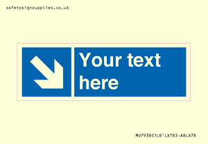 MV7938: Custom Mandatory directional sign, blue arrow down and right