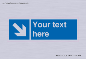 MV7938: Custom Mandatory directional sign, blue arrow down and right