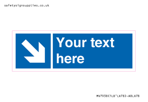 MV7938: Custom Mandatory directional sign, blue arrow down and right