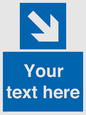 MV7938: Custom Mandatory directional sign, blue arrow down and right