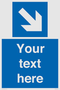 MV7938: Custom Mandatory directional sign, blue arrow down and right