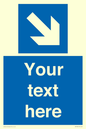 MV7938: Custom Mandatory directional sign, blue arrow down and right