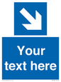 MV7938: Custom Mandatory directional sign, blue arrow down and right