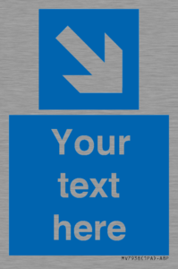 MV7938: Custom Mandatory directional sign, blue arrow down and right