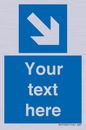 MV7938: Custom Mandatory directional sign, blue arrow down and right