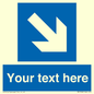 MV7938: Custom Mandatory directional sign, blue arrow down and right