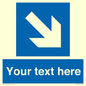 MV7938: Custom Mandatory directional sign, blue arrow down and right