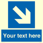 MV7938: Custom Mandatory directional sign, blue arrow down and right