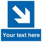 MV7938: Custom Mandatory directional sign, blue arrow down and right