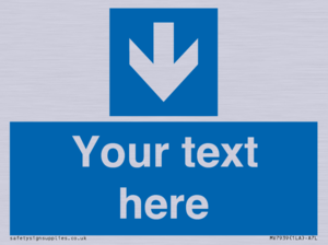 MV7939: Custom Mandatory directional sign, blue arrow down