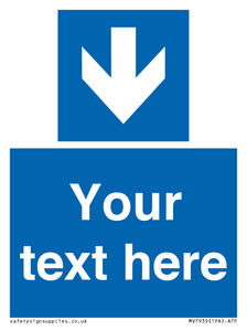 MV7939: Custom Mandatory directional sign, blue arrow down