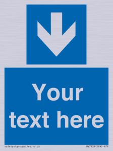 MV7939: Custom Mandatory directional sign, blue arrow down
