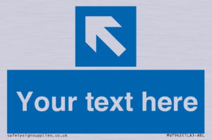 MV7942: Custom Mandatory directional sign, blue arrow up and left