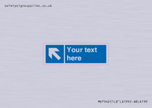 MV7942: Custom Mandatory directional sign, blue arrow up and left