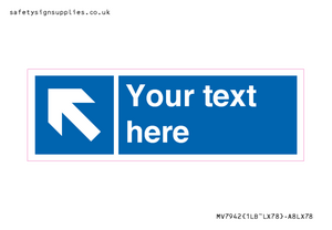 MV7942: Custom Mandatory directional sign, blue arrow up and left