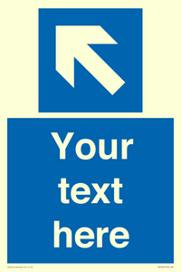 MV7942: Custom Mandatory directional sign, blue arrow up and left