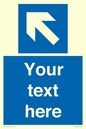 MV7942: Custom Mandatory directional sign, blue arrow up and left