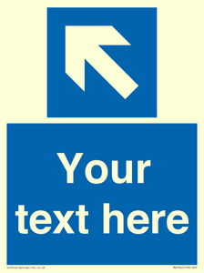 MV7942: Custom Mandatory directional sign, blue arrow up and left