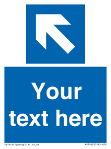 MV7942: Custom Mandatory directional sign, blue arrow up and left