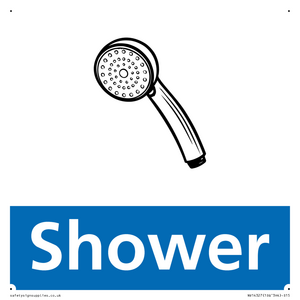 NV14327: Shower Illustrated Dementia Friendly Sign NHS Style Blue