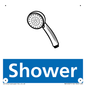 NV14327: Shower Illustrated Dementia Friendly Sign NHS Style Blue
