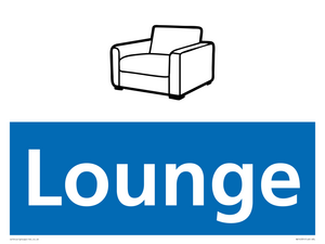 NV14331: Lounge Illustrated Dementia Friendly Sign NHS Style Blue
