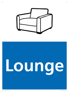 NV14331: Lounge Illustrated Dementia Friendly Sign NHS Style Blue
