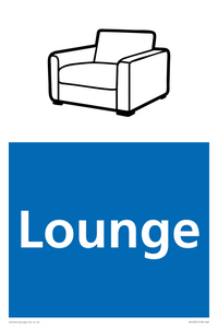 NV14331: Lounge Illustrated Dementia Friendly Sign NHS Style Blue