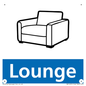 NV14331: Lounge Illustrated Dementia Friendly Sign NHS Style Blue