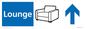 NV14333: Lounge Illustrated Dementia Friendly Sign NHS Style Blue with arrows